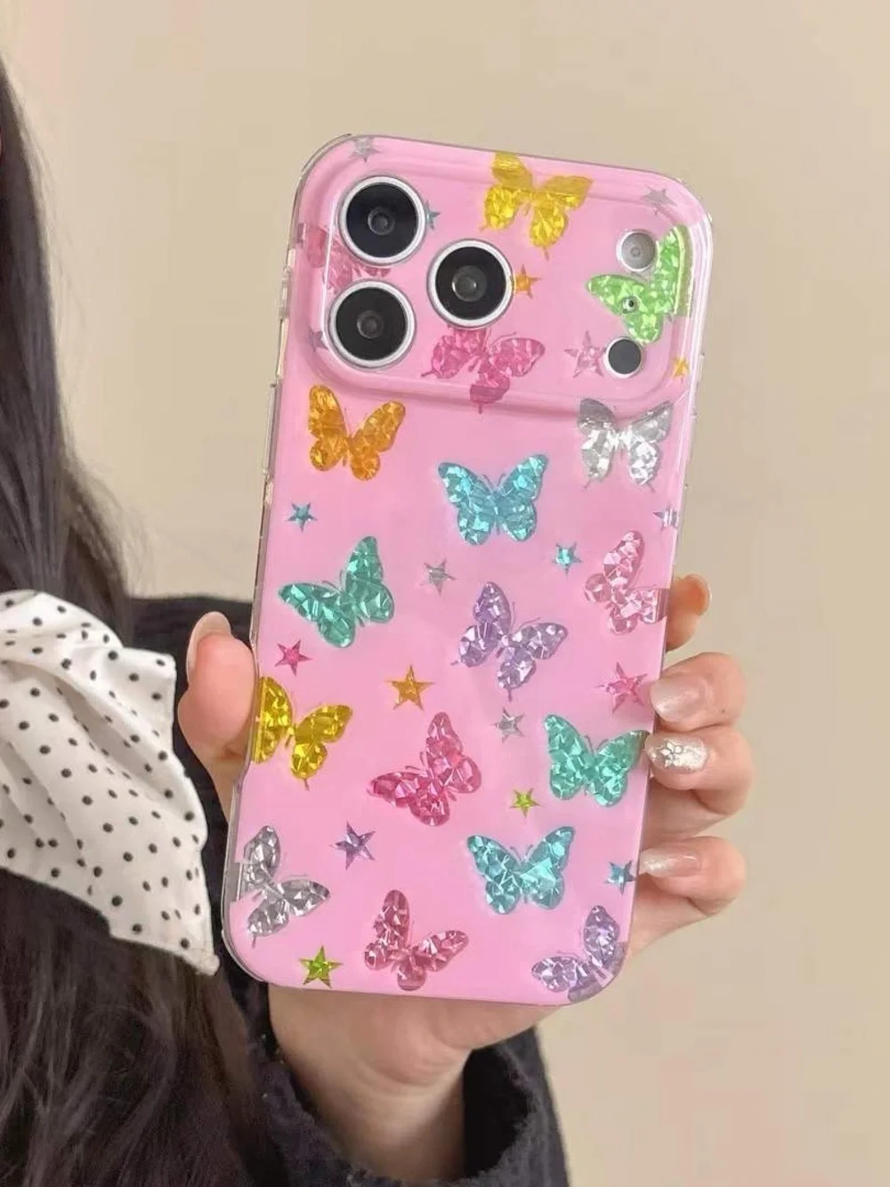 Pink Butterfly Glitter Phone Case